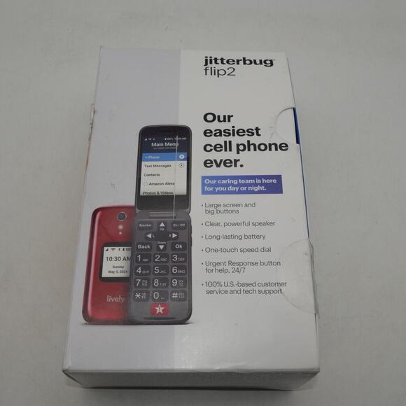 New Lively Jitterbug Flip2 Cell Phone Red Flip 2 - Picture 1 of 6